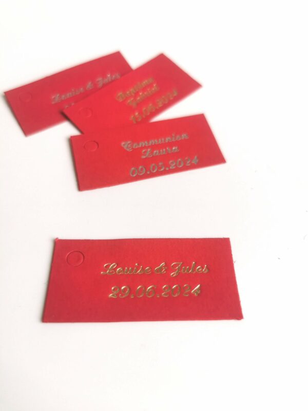 etiquette dragees rectangle rouge
