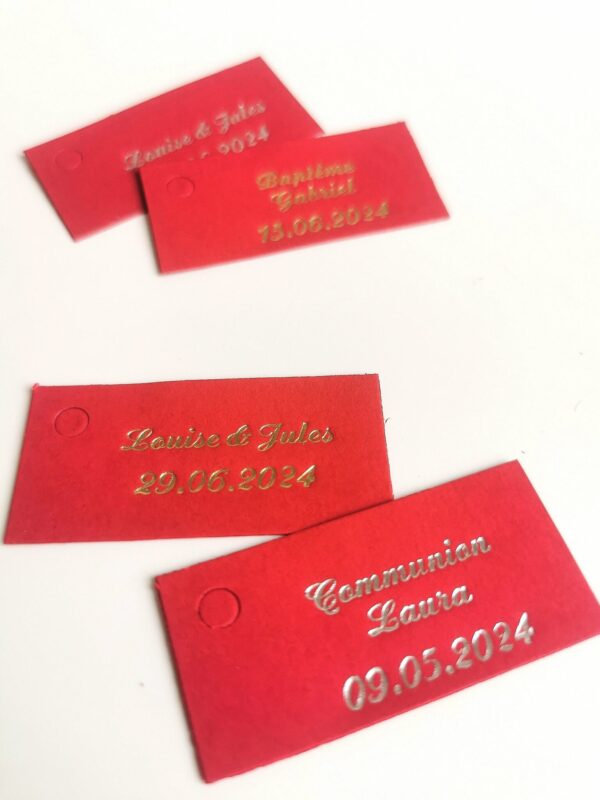 etiquette dragees rectangle rouge
