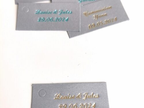 Etiquette dragées rectangle gris