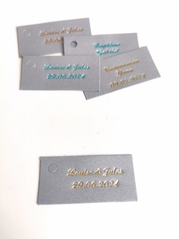 Etiquette dragées rectangle gris