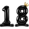 Ballon chiffre a poser 18 an noir et or décoration anniversaire