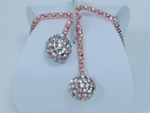 Fil metalisé avec boule strass rose gold