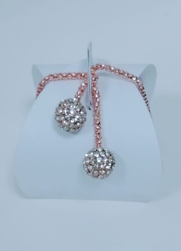 Fil metalisé avec boule strass rose gold