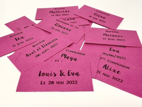 Fuchsia Etiquette à dragées rectangle fuchsia