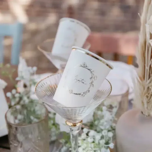 Gobelet bapteme creme et or