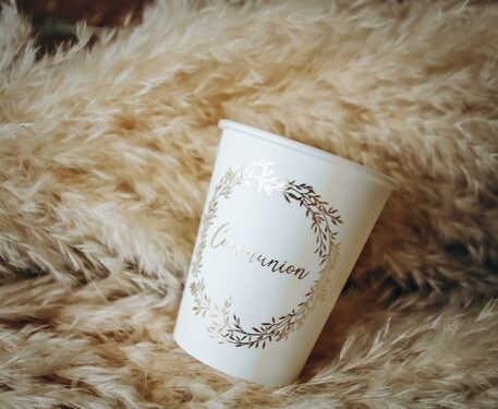 gobelet communion blanc et or