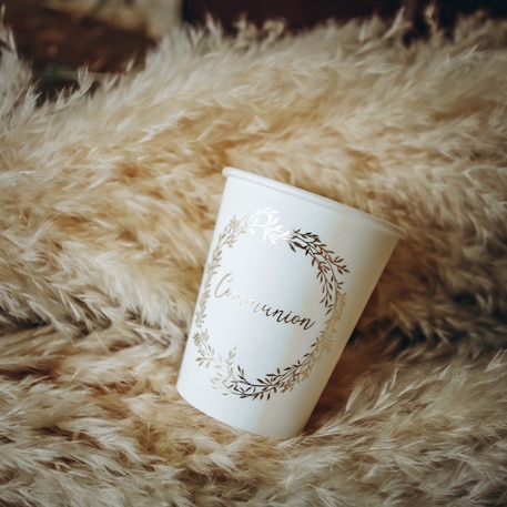 gobelet communion blanc et or