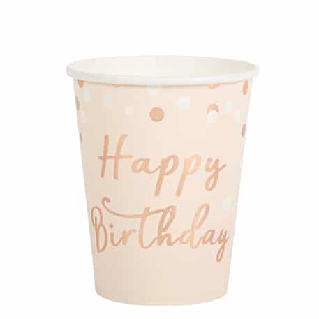 Gobelet happy birtday rose et or