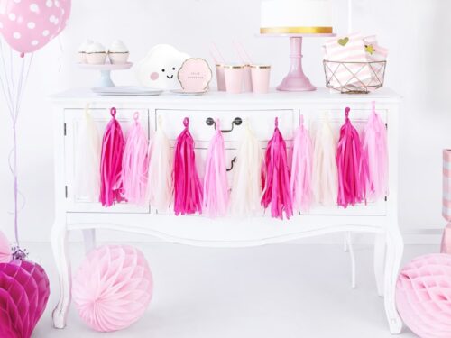 Guirlande tassel pompon rose