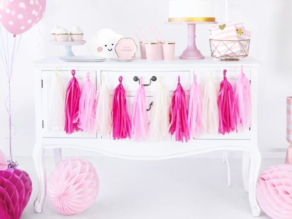 Guirlande tassel pompon rose