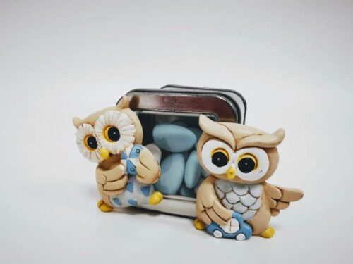 dragees bapteme hibou bleu