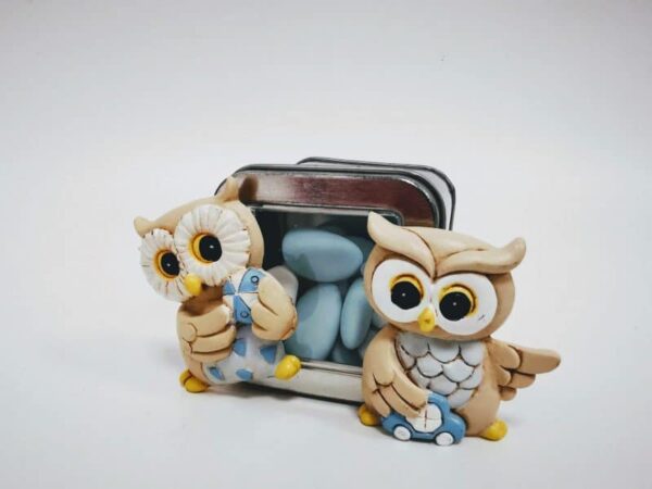 dragees bapteme hibou bleu