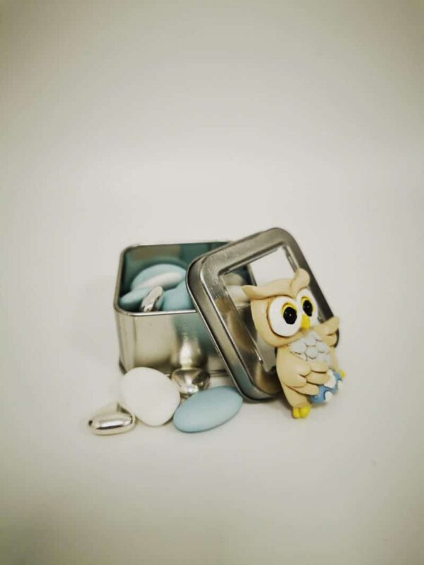 dragees bapteme hibou bleu