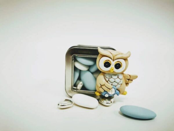 Sujet Baptême - Hibou bleu - Aimanté