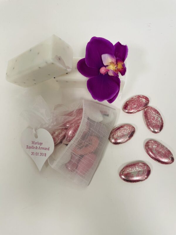 Sac à dragées Bi-matières - Blanc - Lot de 5