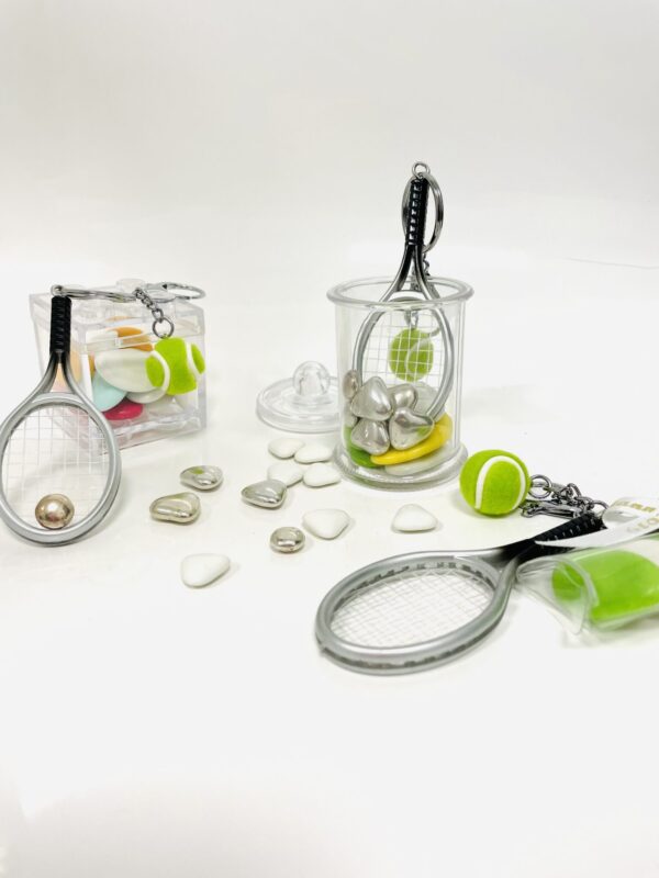 Dragées et porte clés raquette tennis