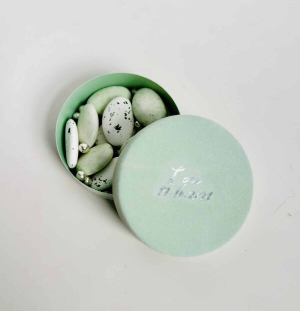 Boîte velours vert eucalyptus