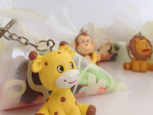 Baptême thème jungle avec cornet - Porte clés