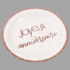 Assiette joyeux anniversaire rose gold