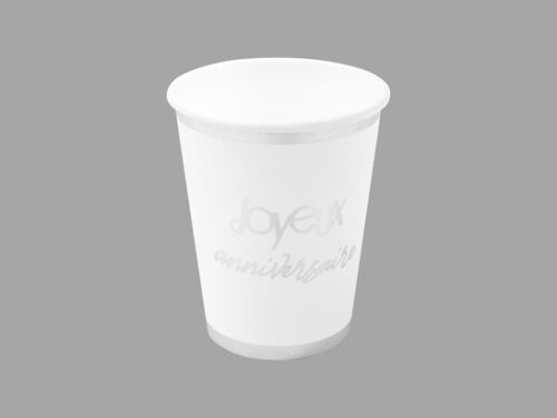Gobelet anniversaire blanc et argent