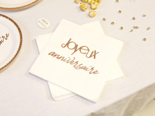 Seviette anniversaire rose gold