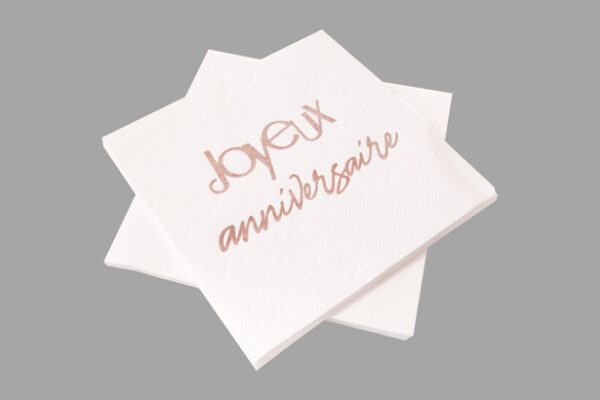 Seviette anniversaire rose gold