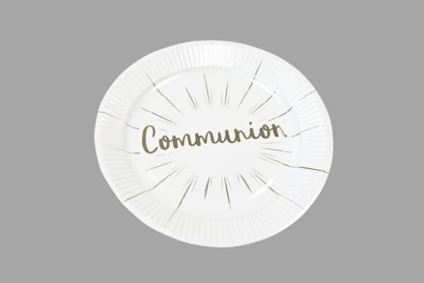 Assiette blanc et argent deco communion