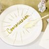 Assiette blanc et or deco communion