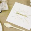 Serviette communion deco blanc et or