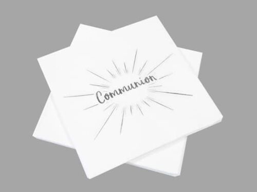 Serviette communion deco blanc et argent