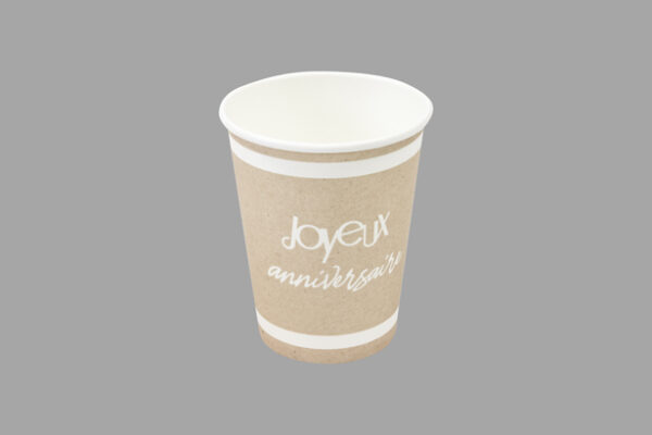 Gobelet "Joyeux anniversaire" - Kraft/Blanc - Lot de 6