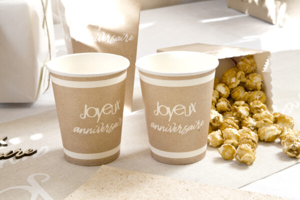 gobelet joyeyx anniversaire kraft et blanc