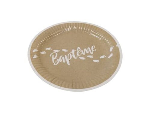 Assiette Baptême - Kraft - Lot de 6
