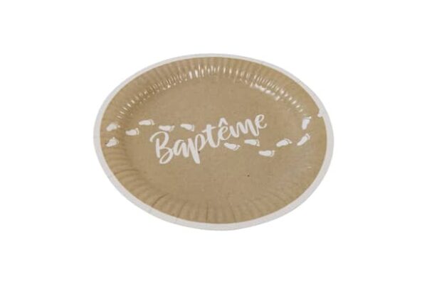 Assiette Baptême - Kraft - Lot de 6