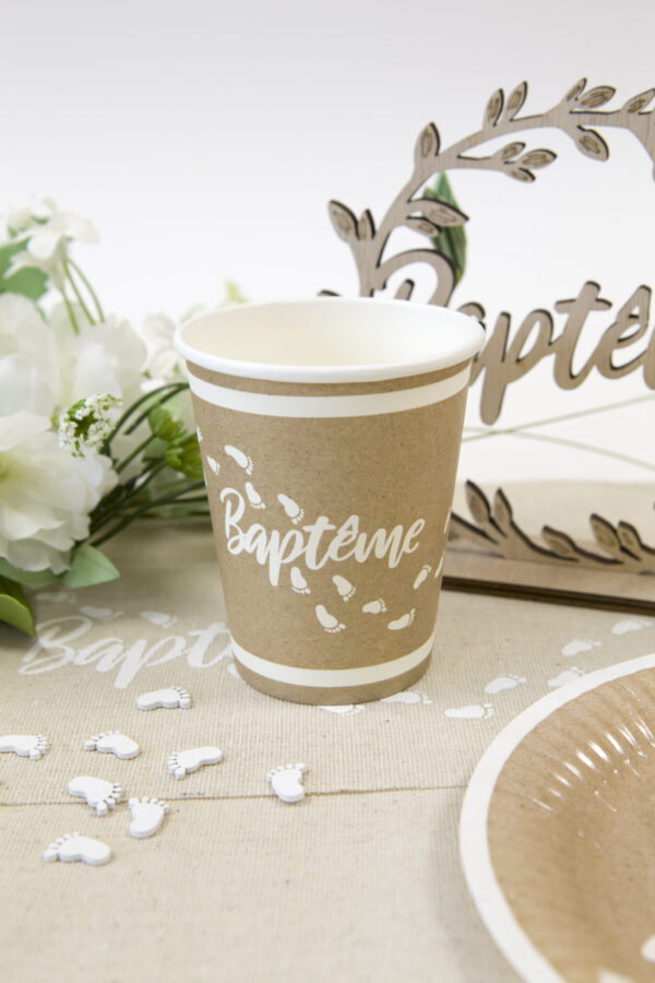 Gobelets "Baptême" - Kraft - Lot de 6