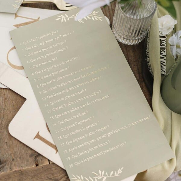 Jeu Mariage "Elle" et "Lui" - Vert Sauge et Or