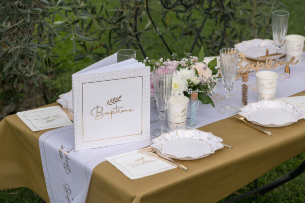 Livre d'or Baptême doré et blanc