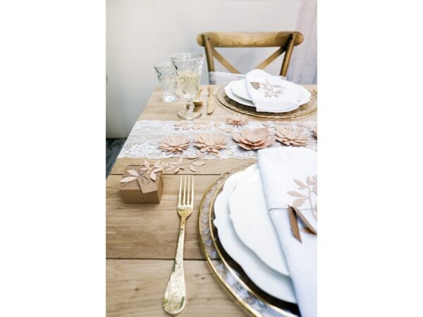 Double étiquettes + branches de feuilles rose poudré - lot de 6