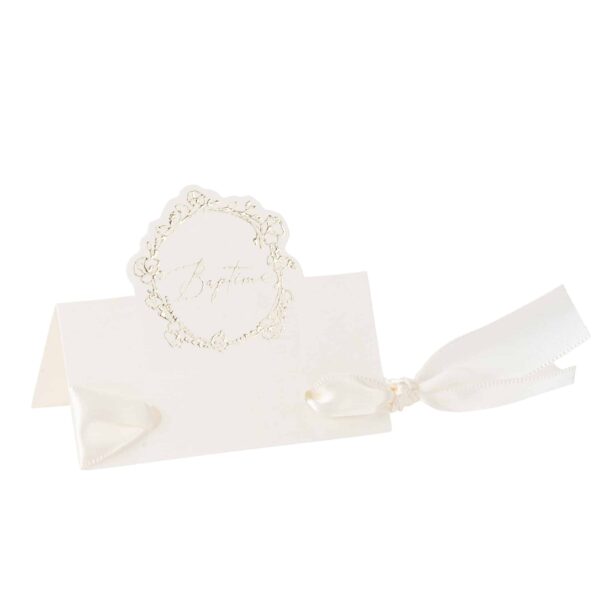 Marque place bapteme creme et or