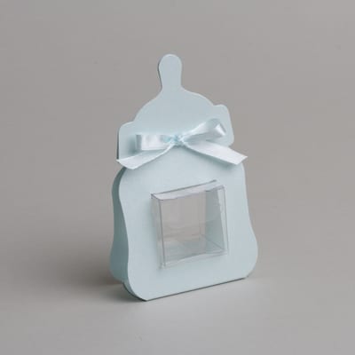 Contenant dragées biberon bleu ciel