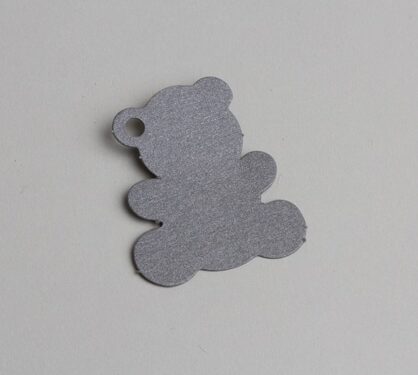 etiquette ourson gris argente