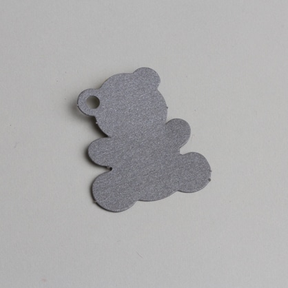 etiquette ourson gris argente