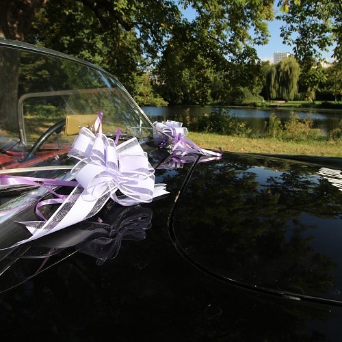 Noeud à tirer lilas deco de voiture