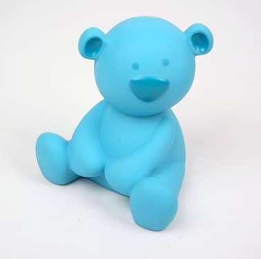 ourson tirelire turquoise