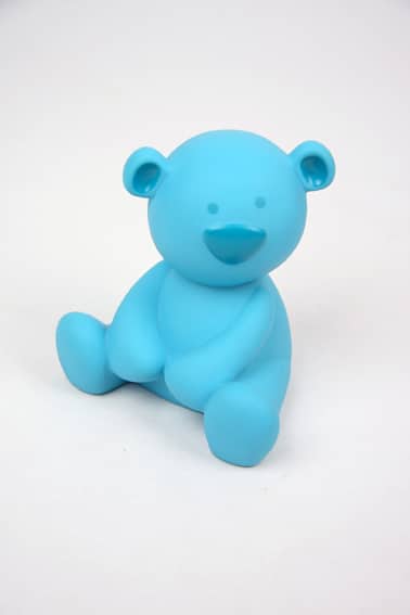 ourson tirelire turquoise