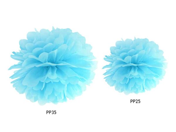 pompon papier de soie turquoise