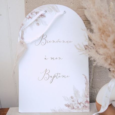 Pancarte bienvenue à mon baptême theme boheme