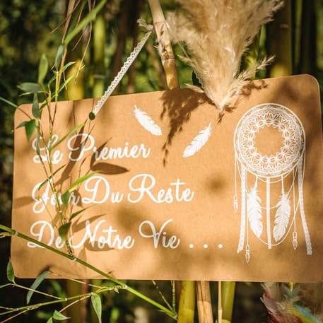 Pancarte mariage Bohème "Le premier ..." - Kraft