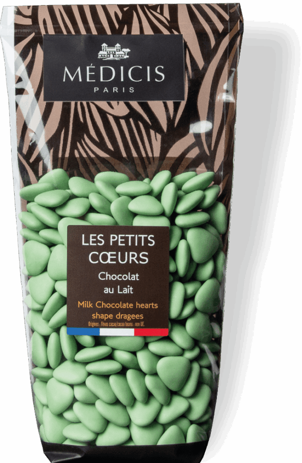 dragées médicis petits coeurs vert sauge
