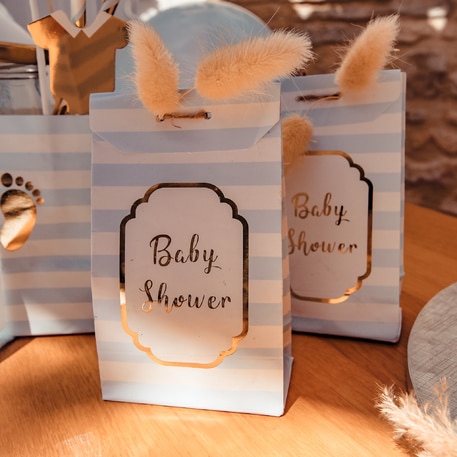 Pochette Baby Shower Bleu et Or 77504